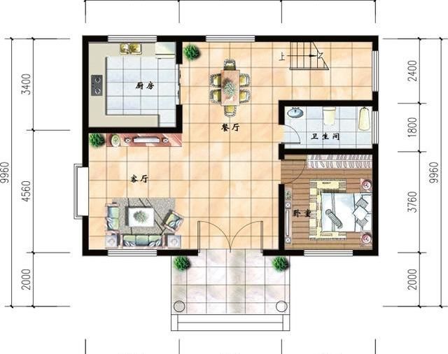 20万二层占地90平方米农村房屋设计户型图