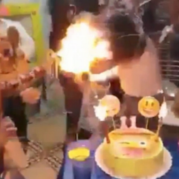 噩梦!阿根廷女孩庆生吹蜡烛意外被点燃