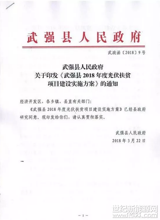 河北武强县2018年度光伏扶贫项目建设实施方