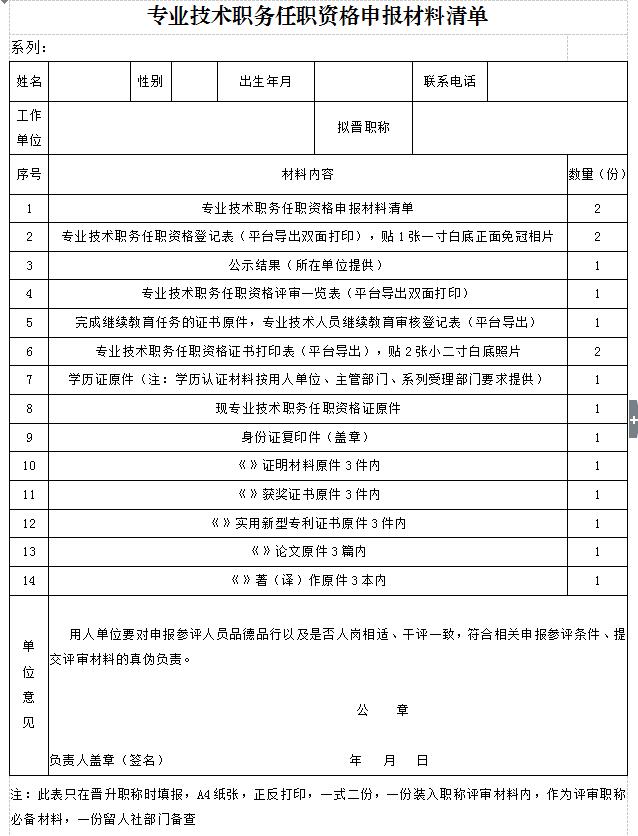 2018年度职称申报评审明白纸