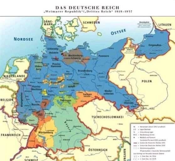 一战二战前后和现在的德国版图对比,如今还没