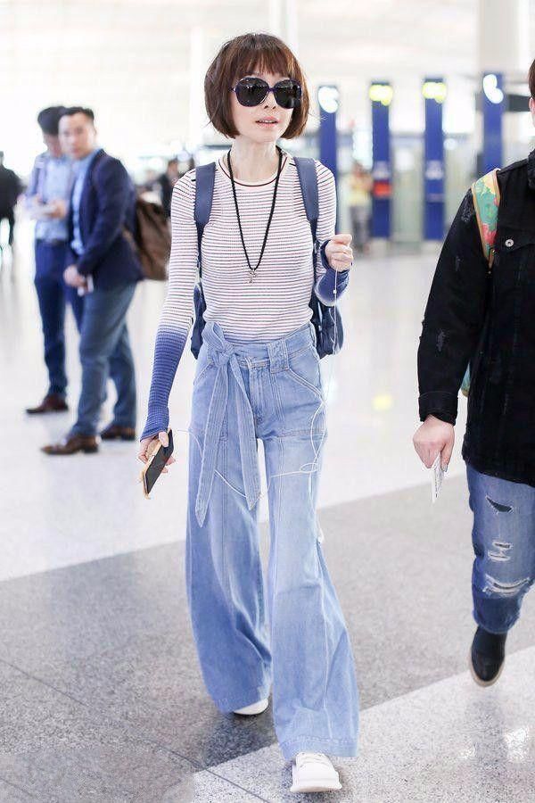 别再说鲁豫瘦的可怜,穿上阔腿裤子,美的你合不