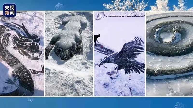 高手在民间！东北大哥突发奇想，冰面上凿出30多种动物，栩栩如生！