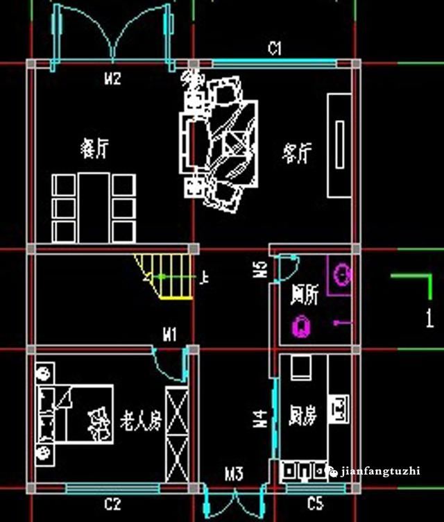 90平方米带庭院三层小别墅全套图纸,前后阳台