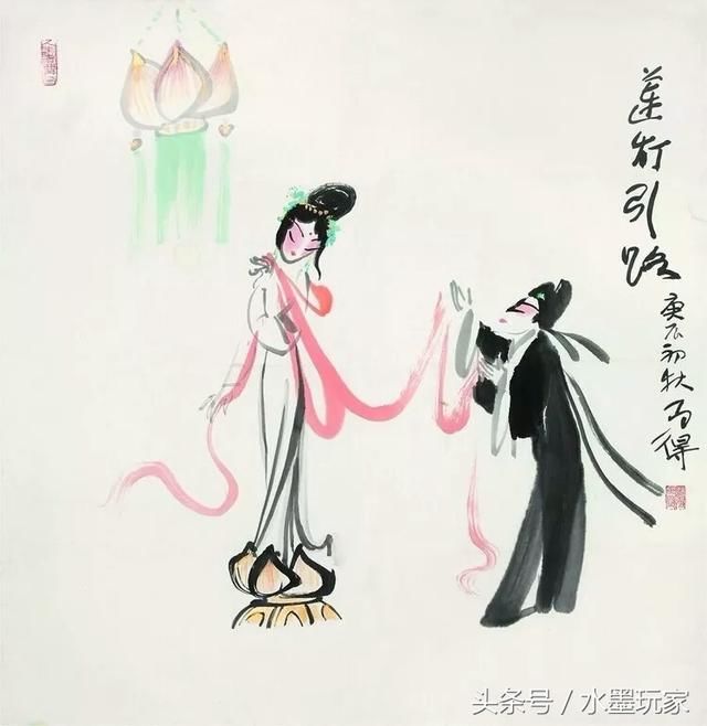 简练洒脱,生动传神国画名家高马得戏曲人物画