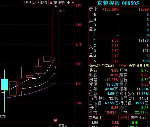 注明日或将突破涨停:锋龙股份、银星能源、京粮控股