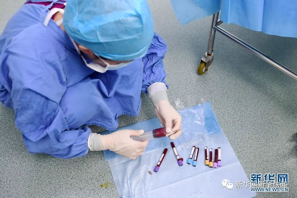 护士抓紧时间,就地采血.