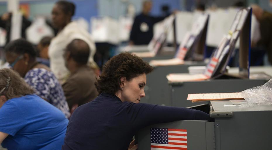 当地时间11月6日，美国2018年中期选举投票日。图为纽约布朗克斯区的一处投票站。