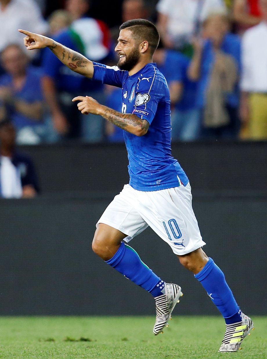 欧洲区g组比赛进行,意大利主场对阵列支敦士登,上半时比赛中,因西涅的