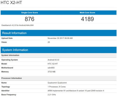 HTC新机曝光:搭载骁龙660