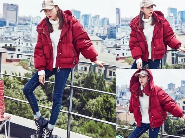 2018年流行的红色羽绒服,内搭这几种颜色毛衣
