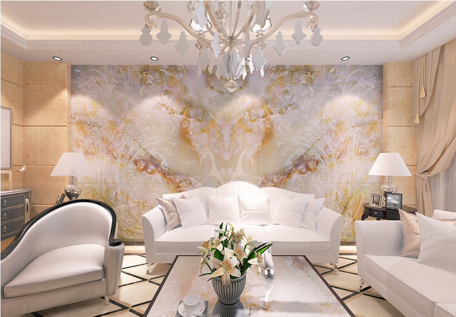 大理石瓷砖背景墙,把客厅、尊贵的一面展示给朋友