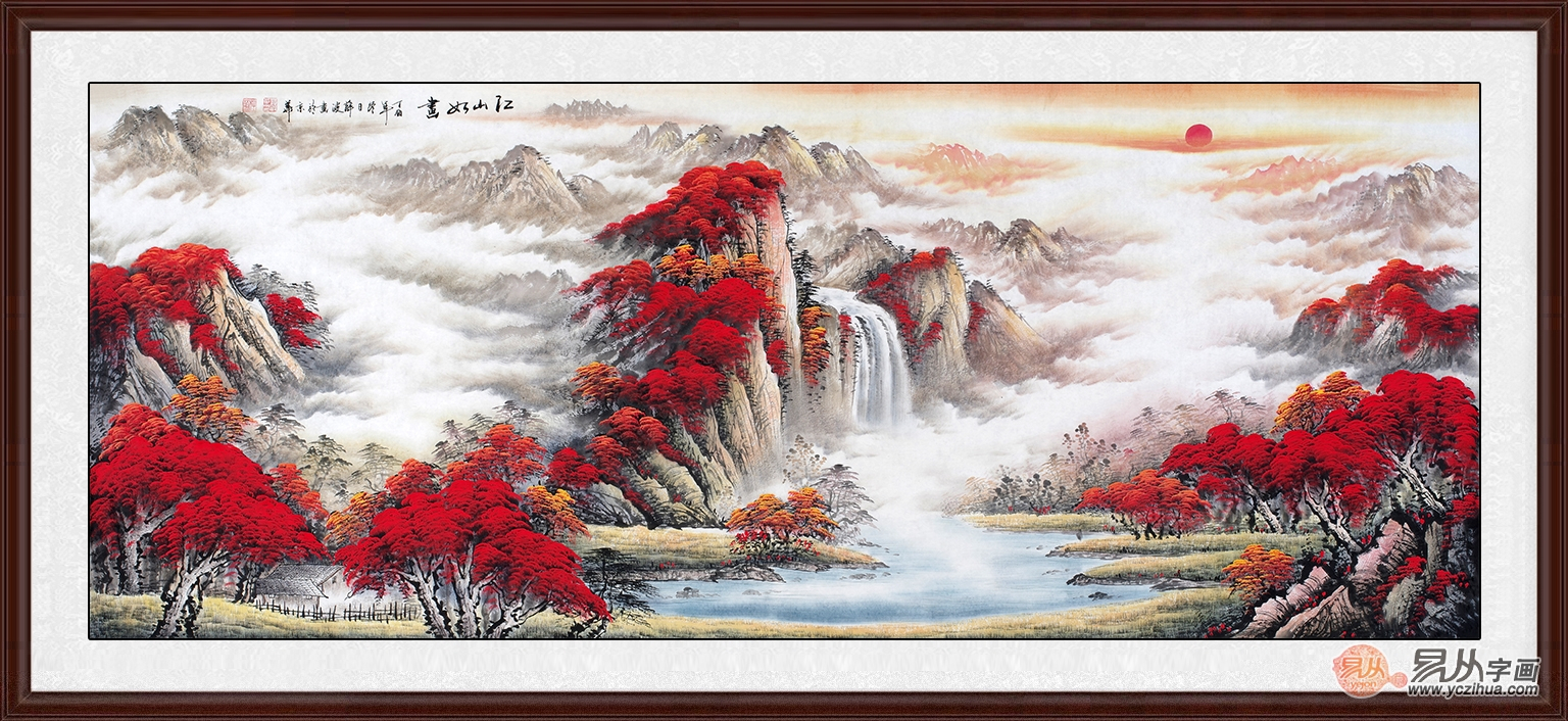 客厅里选择什么字画,清秀山水画让人赞不绝口