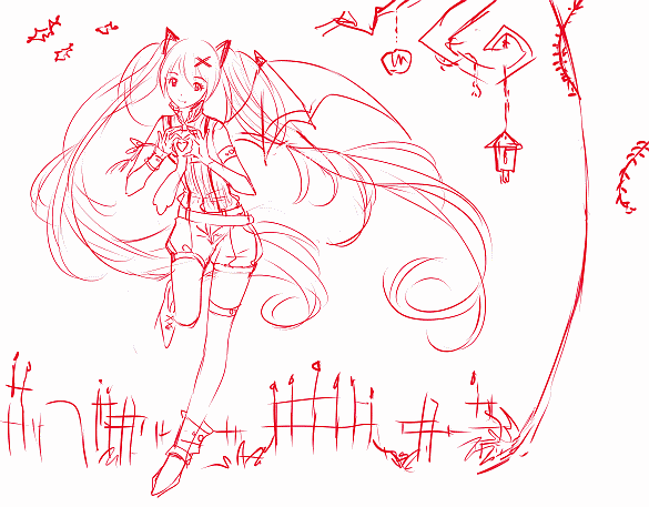 搞笑gif图片:这是初音的素描照,感觉美到了爆了