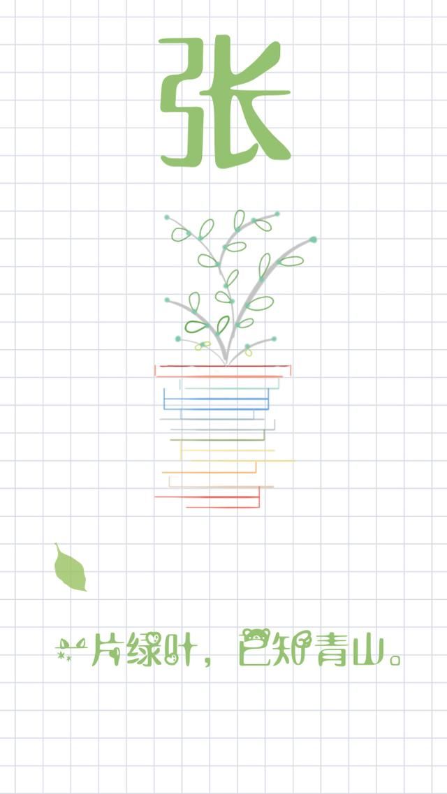 姓氏壁纸,背景图一片绿叶,已知青山NO.26