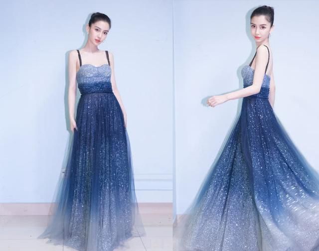 杨颖穿星空裙,张钧宁穿极光裙,范冰冰穿夜光裙