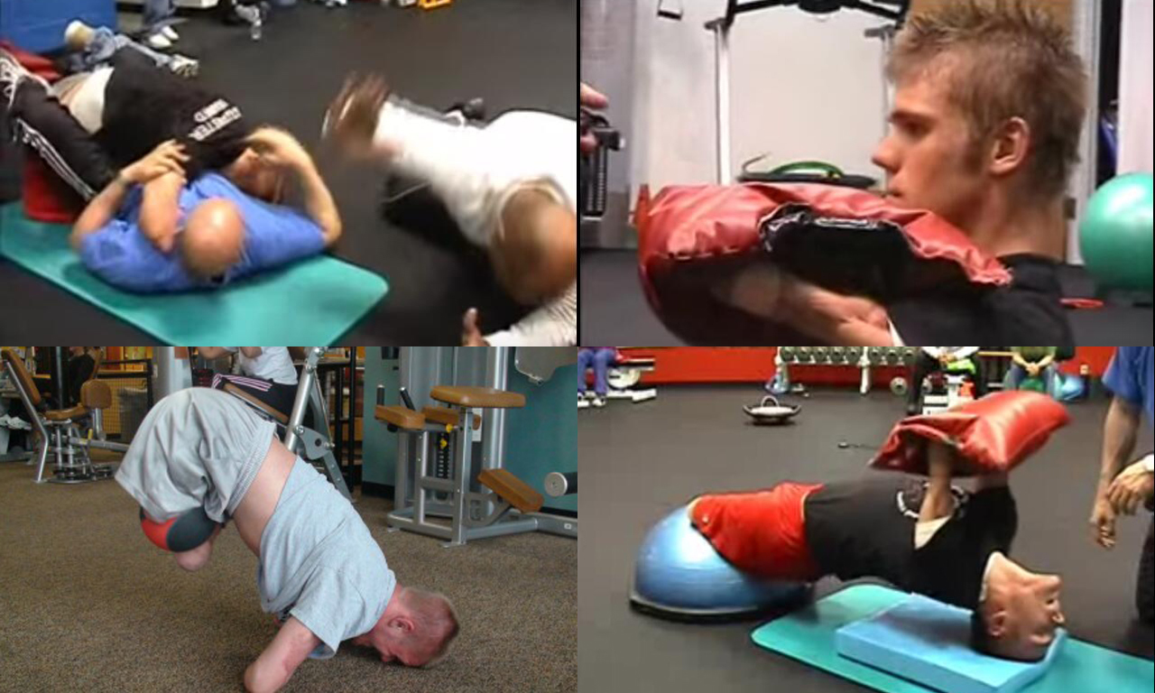 同样的训练动作他可能要比正常人夺付出一倍的努力，但是他还是坚持了下来。