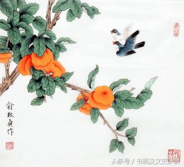 书画杂谈:寓意吉祥事事如意国画柿子作品选