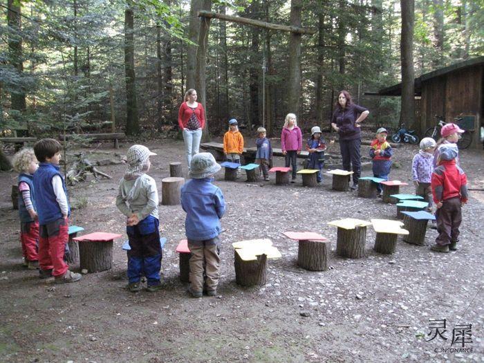 幼儿园里的孩子来说,森林就是教室,大自然就是老师,森林里的原木,石头