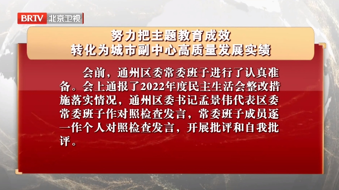 努力把主题教育成效转化为城市副中心高质量发展实绩
