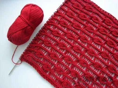 一款棒针编织镂空花样,可以编织围巾披肩