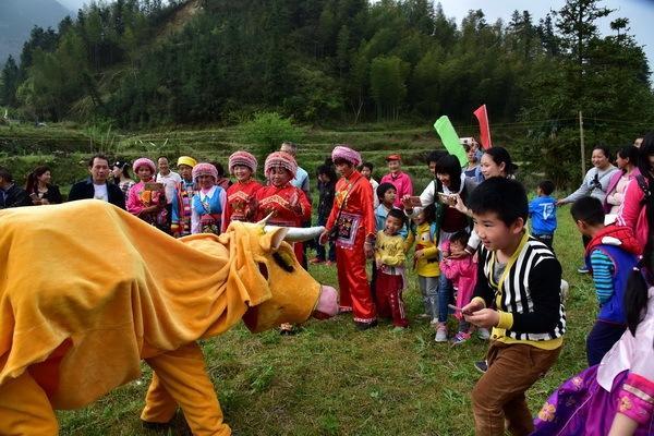 舞春牛，打春堂，泼春泥，清远连山壮族村寨举行传统春耕节