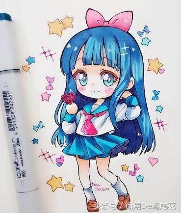 十二星座专属马克笔手绘,天秤座美少女战士,白