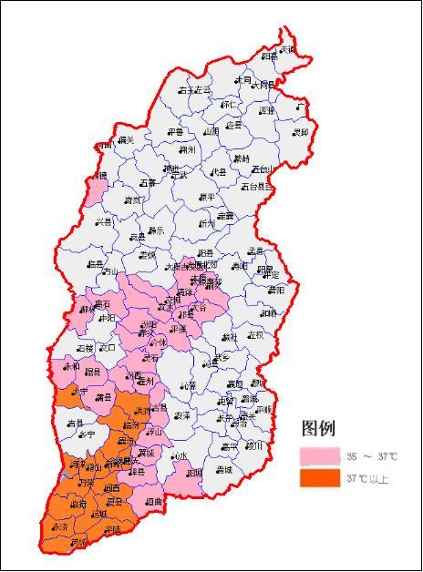 山西省氣象臺7月2日16時50分變更發佈高溫橙色預警,預警區域:臨汾部分