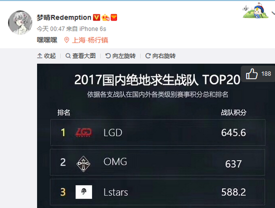 国内绝地求生战队排行榜出炉 Gstar冠军IFTY竟