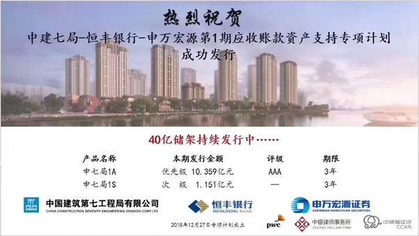 储架规模40亿!中建七局联合恒丰银行、申万宏