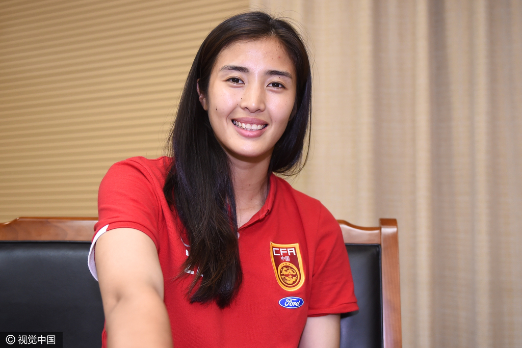 2016年06月21日，北京，2016奥运前瞻，中国女足媒体见面会上的赵丽娜。