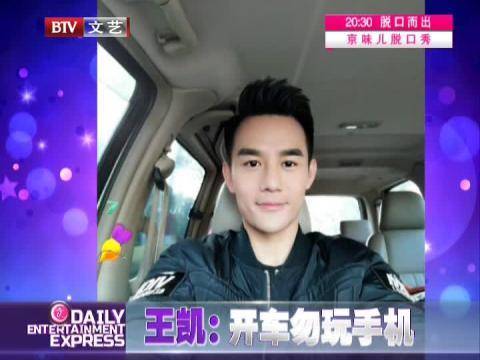 王凯晒车内自拍 配文:开车勿玩手机