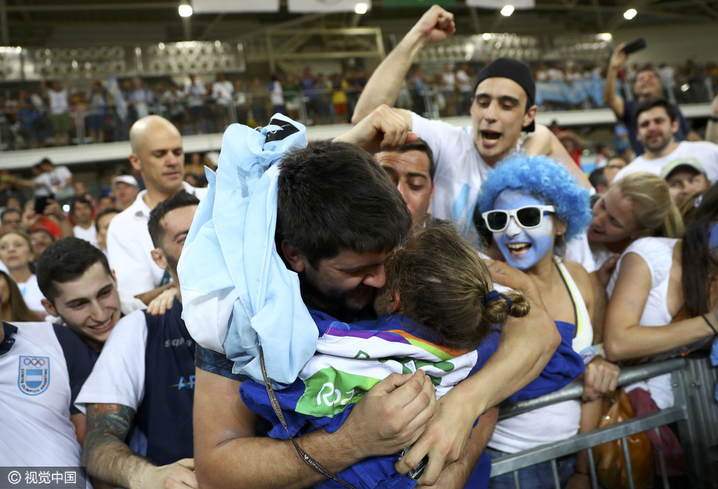 016年08月06日，巴西里约热内卢，2016里约奥运会柔道女子48KG级决赛，阿根廷选手帕雷托战胜韩国选手Jeong Bokyeong夺冠。