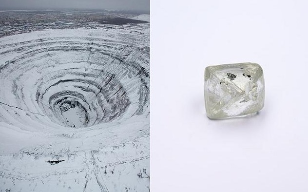 俄罗斯钻石商alrosa在金伯利岩管发现105.6ct钻石原石