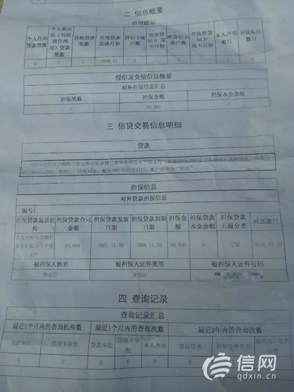 市民莫名背上5万元担保贷款 青岛农商银行不管
