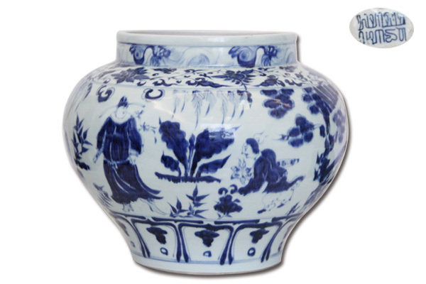"三顾茅庐"青花人物大罐