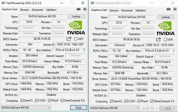 大利晚上吃鸡笔记本显卡MX150和GTX1050选