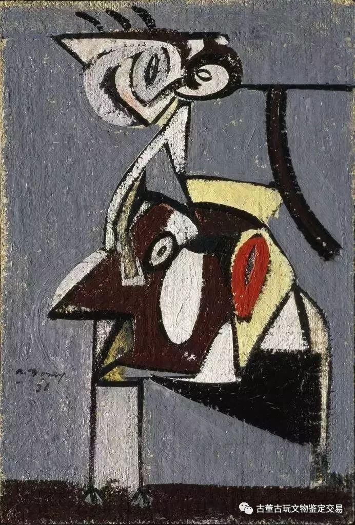 改变了早期写实的手法 尝试用毕加索和康定斯基的抽象形式作人物画