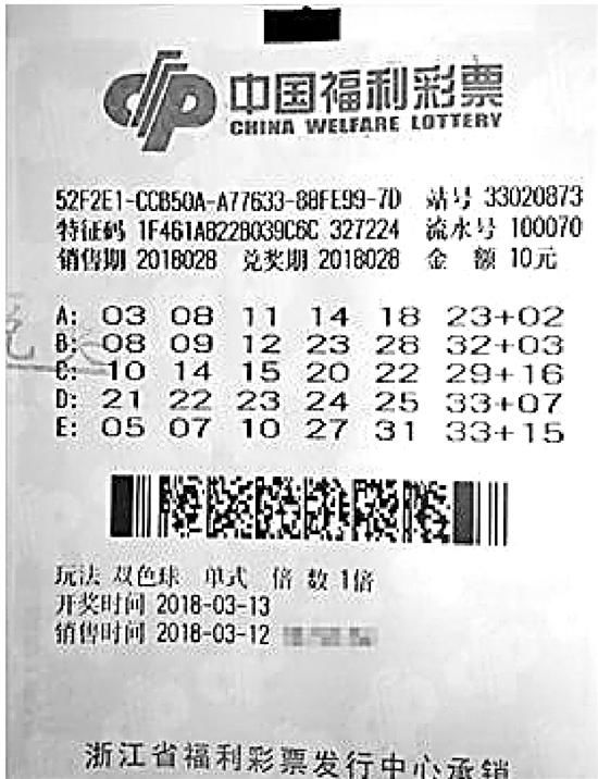 宁波男子出差委托家人买彩票 嫌麻烦机选却中