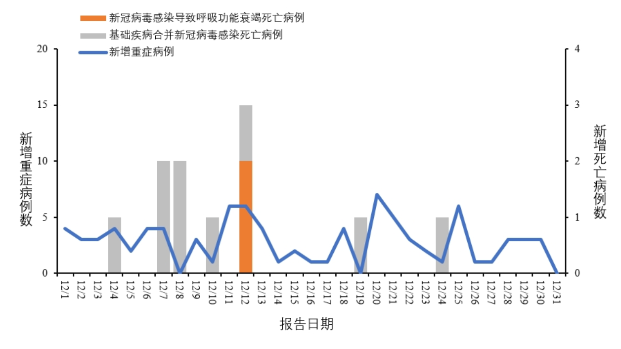 中疾控:去年12月全国新增新冠重症88例,死亡11例 中疾控:去年12月全国新增新冠重症88例,死亡11例