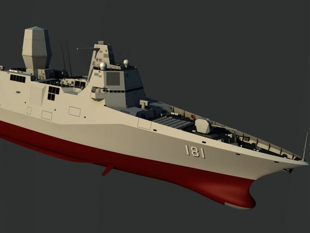 舰身细节全曝光 解放军055级导弹驱逐舰最新试