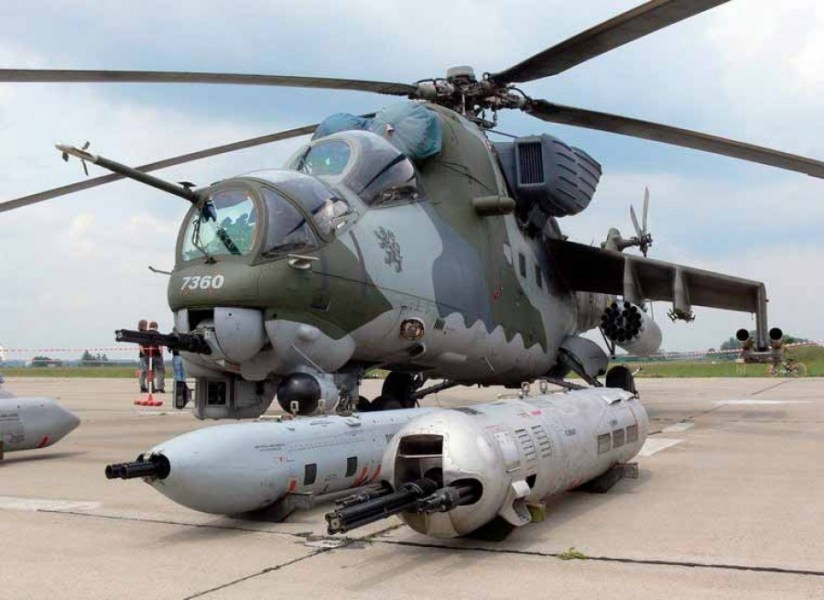 超猛火力:米-24一个吊舱装3挺加特林机枪 超猛火力:米-24一个吊舱装3挺加特林机枪