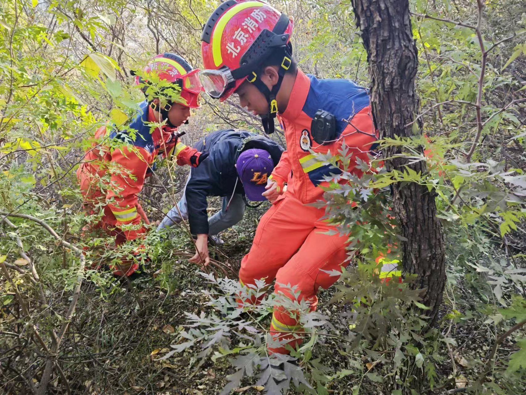 石景山消防成功救援虎头山迷路游客 石景山消防成功救援虎头山迷路游客