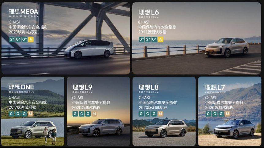 中国保险汽车安全指数发布 理想MEGA和理想L6均获得最高评价(G+) 中国保险汽车安全指数发布 理想MEGA和理想L6均获得最高评价(G+)