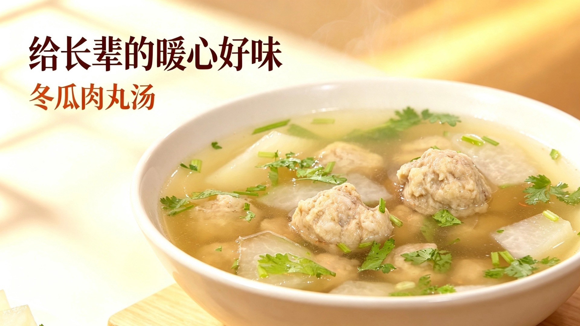 这碗冬瓜肉丸汤，鲜自瑶柱、软嫩适老，暖到心里！