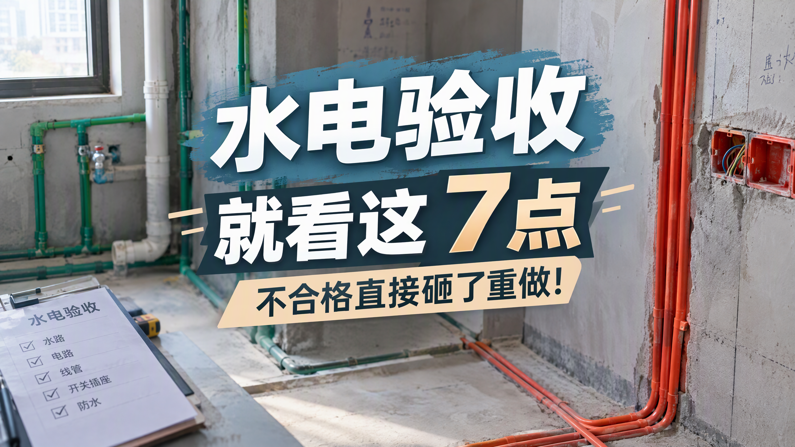 水电验收就看这7点，不合格直接砸了重做！