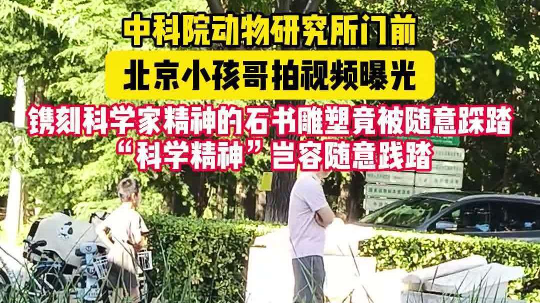 北京小孩哥拍视频曝光：镌刻科学家精神的石书雕塑竟被随意踩踏，“科学精神”岂容随意践踏？