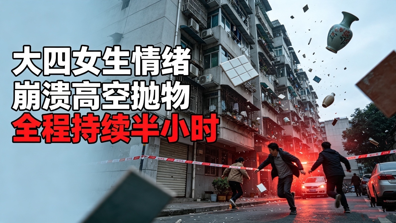 大四女生情绪崩溃高空抛物 全程持续半小时