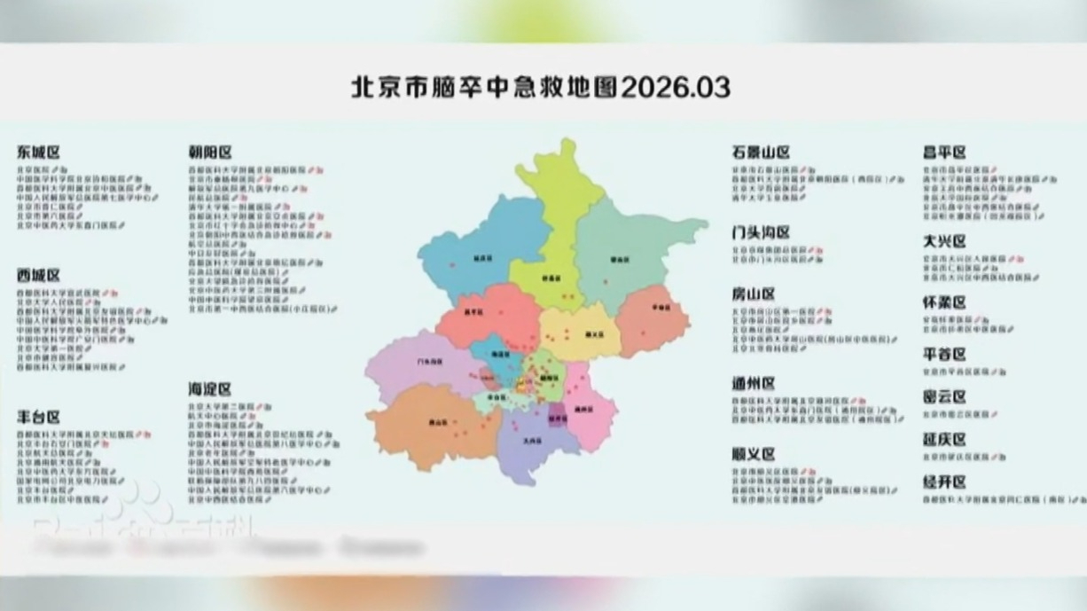 2026版北京市脑卒中急救地图发布 覆盖84家定点医院 2026版北京市脑卒中急救地图发布 覆盖84家定点医院