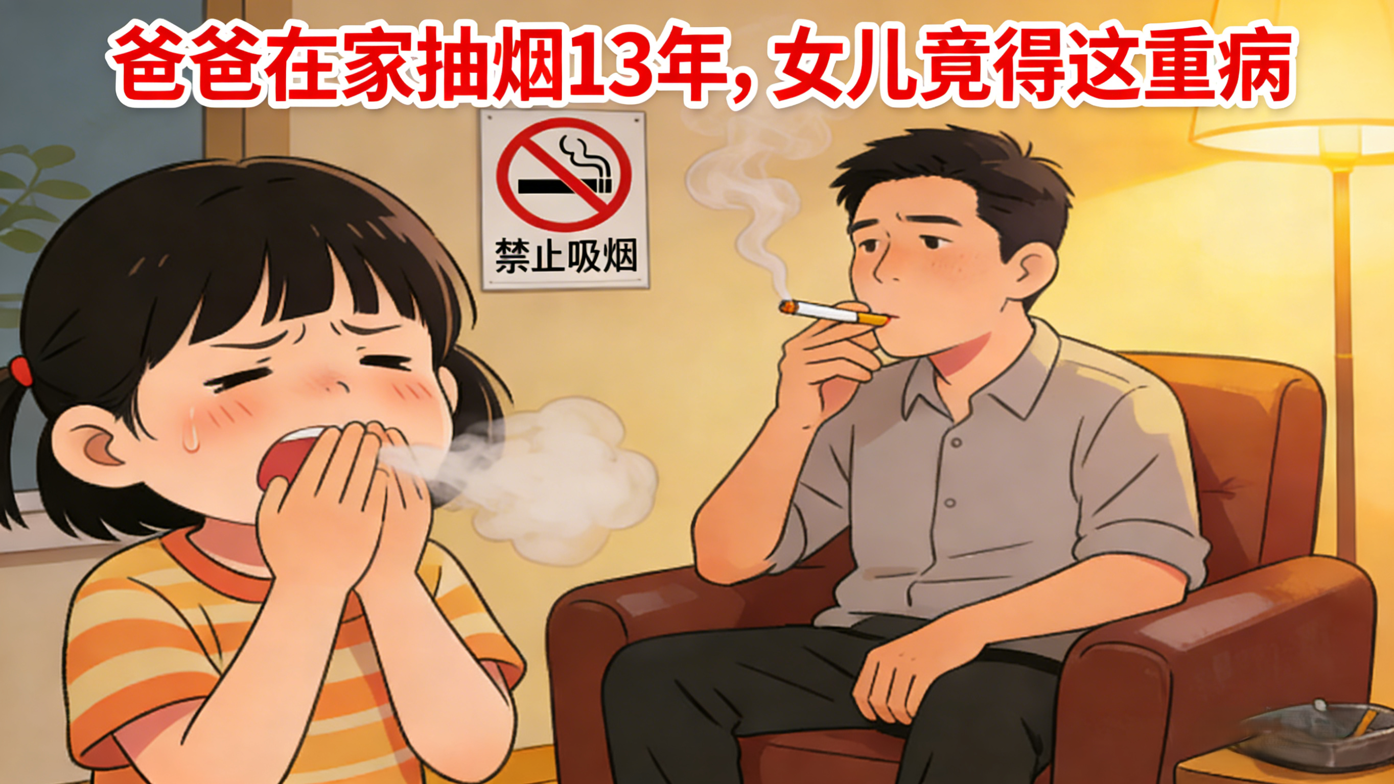 爸爸在家抽烟13年，女儿竟得这重病